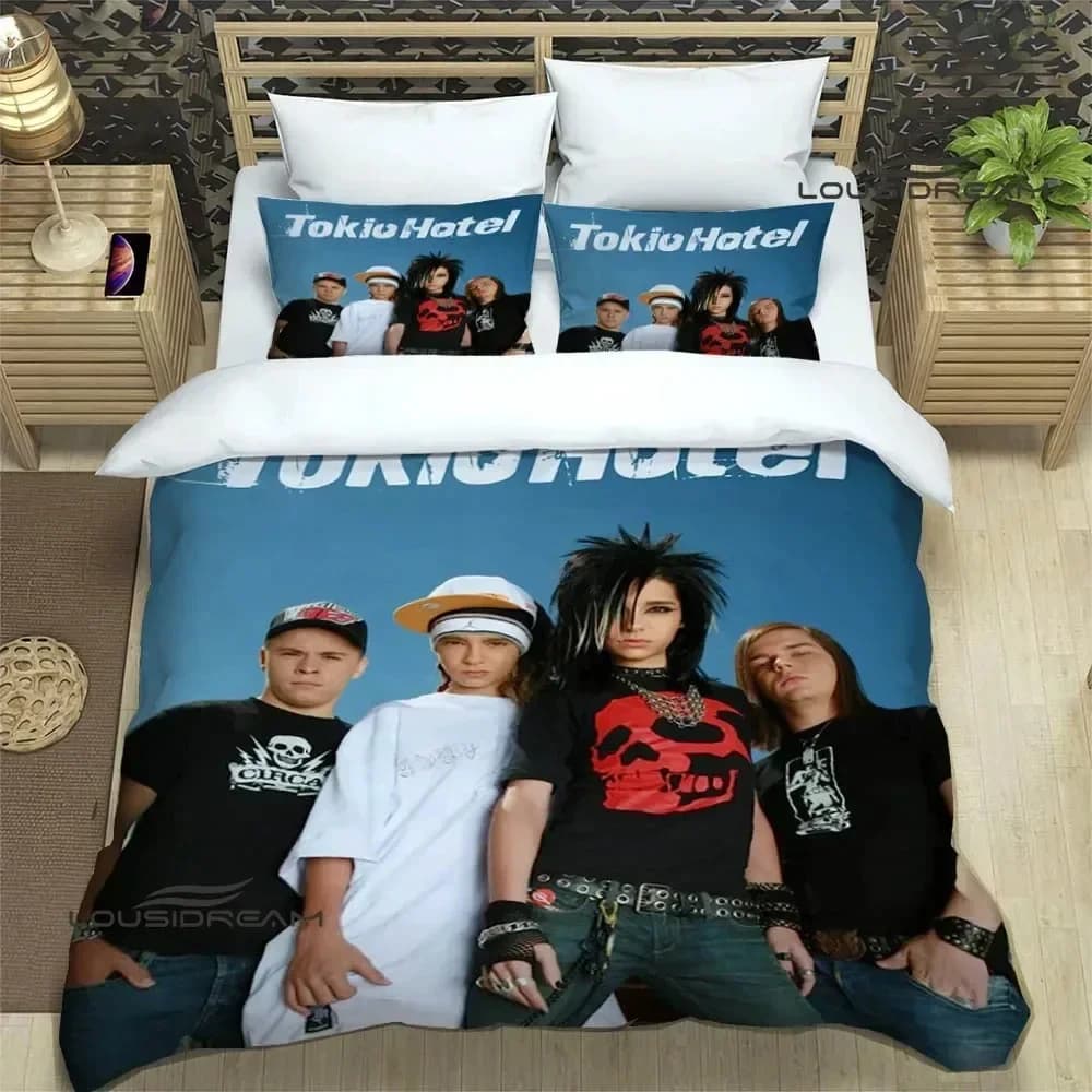 Tokio Hotel set di biancheria da letto stampati con fascia set di forniture per letto squisito set copripiumino set di biancheria da letto set di biancheria da letto regalo di compleanno di lusso