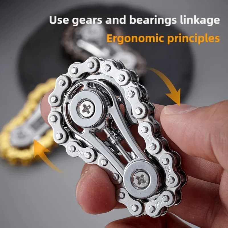 Anti-stress Ansia Edc Fidget Adulto Punta delle dita Spiral Pignone Volano Catena di bicicletta in metallo Giocattolo antistress Fidgets Spinner Giocattoli