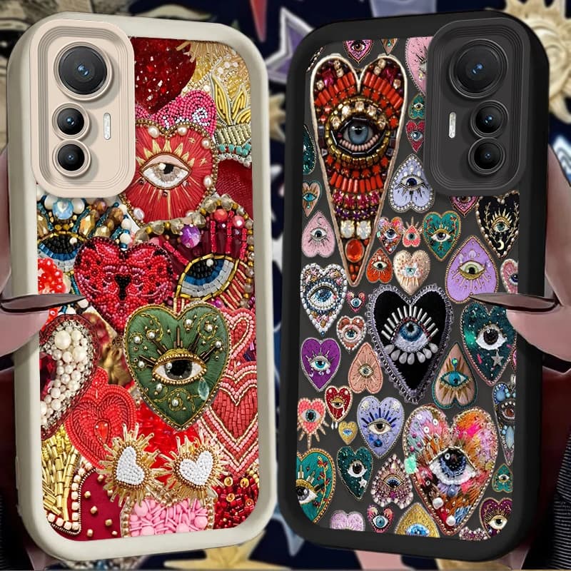 Art Evil Eye Love Heart Case For Xiaomi Mi 13 12 11 Lite 5G 14 13T 12T 11T 14T Pro Poco C65 X7 X6 F6 F5 X5 X3 NFC F3 M6 Pro 4G