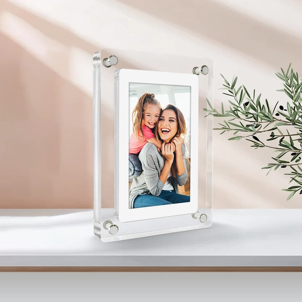 Acrylic Digital Photo Frame 5 and 7 Inch IPS Screen 4GB Memory Rechargeable Battery Auto Rotate Portable Digital Picture Frame