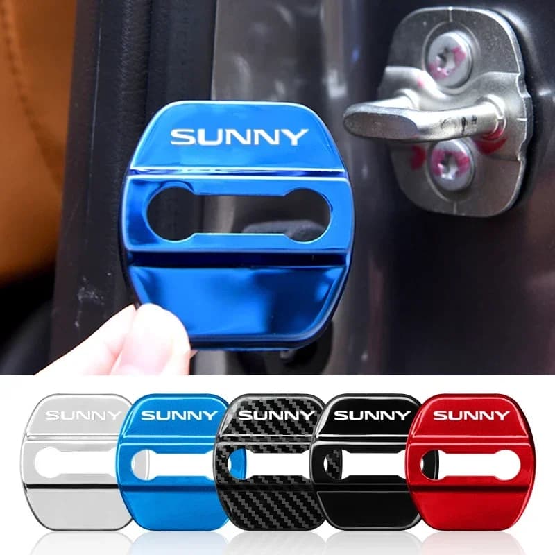 4PCS Car Door Lock Cover Stainless Steel Protection Buckle Case For Nissan SUNNY Badge Door Stopper Anti-rust Decals Accessories