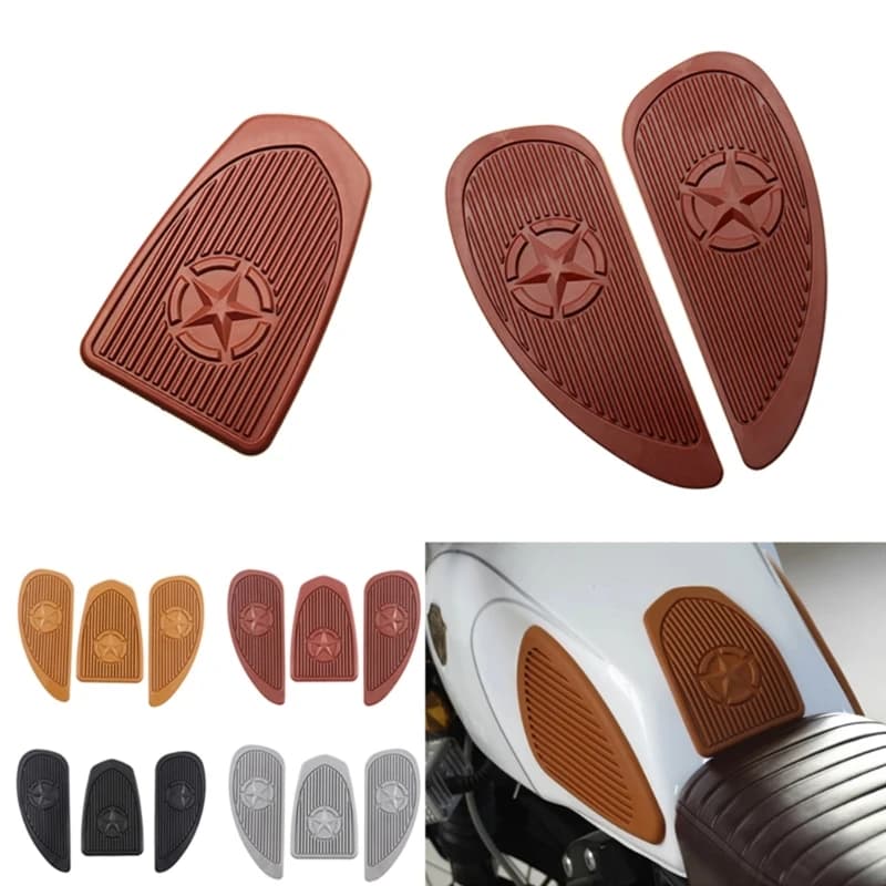 Universal Retro Cafe Racer Fuel Tanks Rubber Adhesive Gas Knee Tanks Pad Grip Decal for