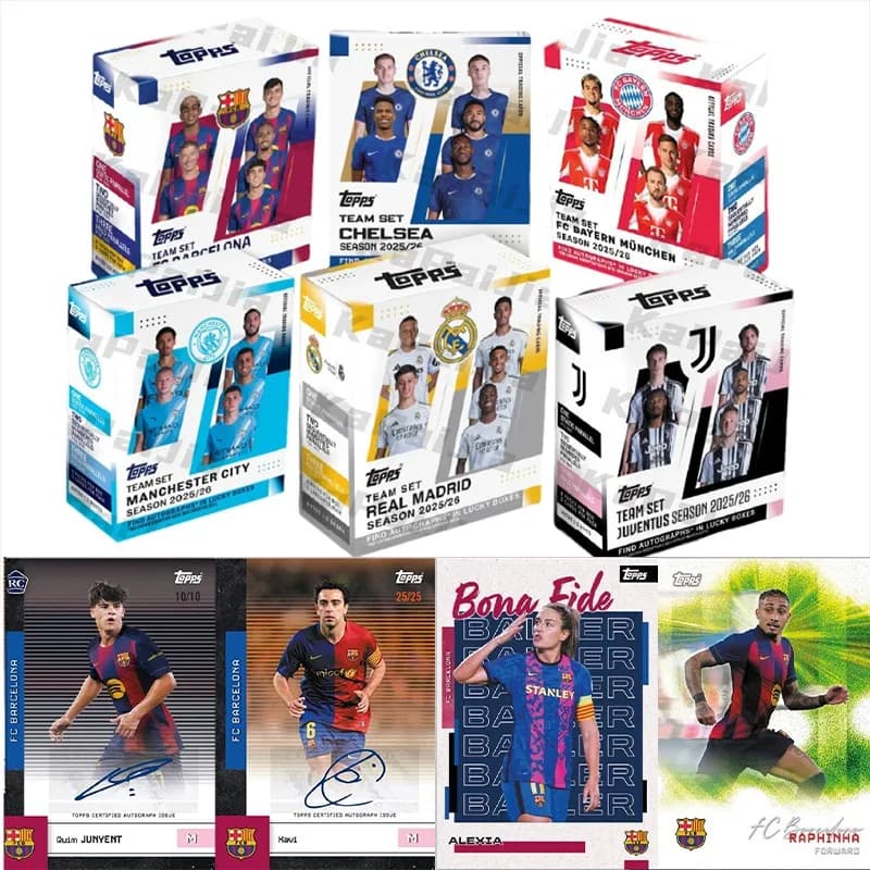 Set di Carte Collezionabili Originali Topps FC Barcelona 2025-26, Carte da Calcio di Yamal e Raphinha, Giocattoli e Regali