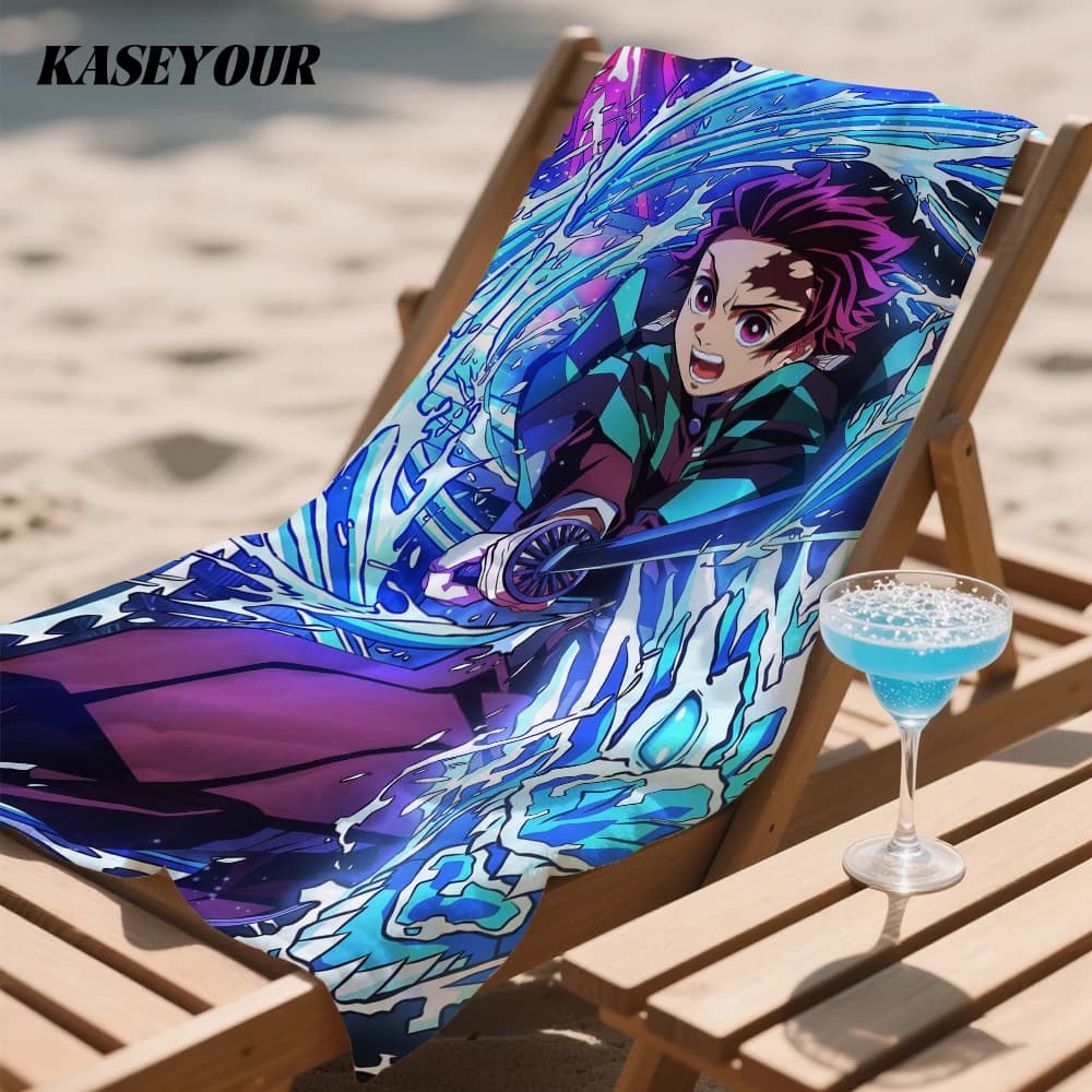 1PC D-Demon Slayer Quick Drying Bath Towel Microfiber beach towel light weight swimming camping yoga beach out