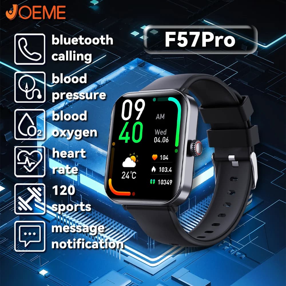 JOEME F57Pro Bluetooth Call Smart Watch 100 modalità sportiva 24 ore cardiofrequenzimetro monitoraggio della pressione dell'ossigeno nel sangue Smartwatch per uomo donna