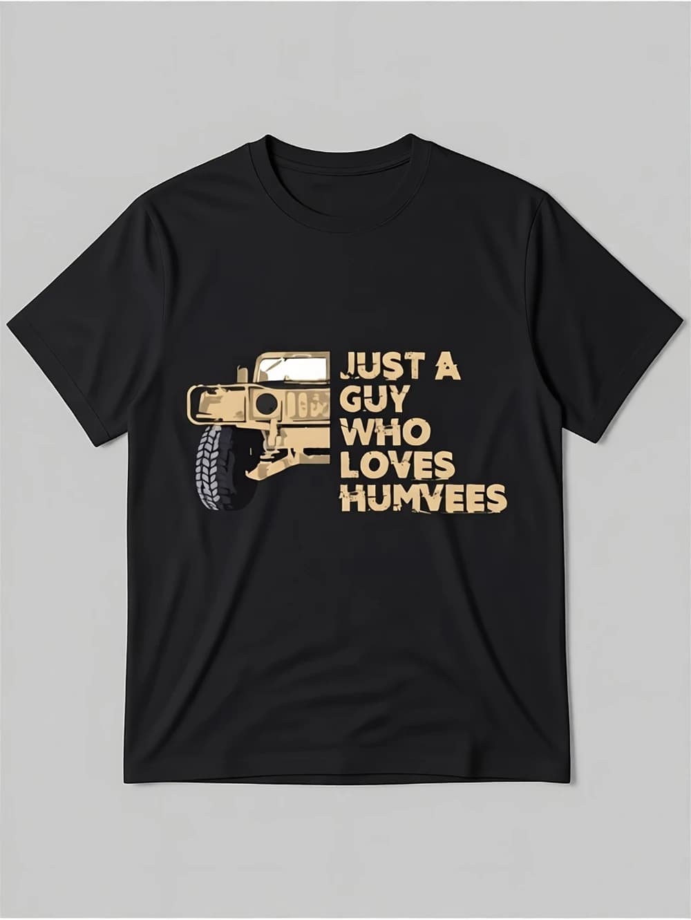 Men's military Hummer graphic T-shirt, "Just a Hummer enthusiast" print, black tactical T-shirt for summer streetwear t shirt