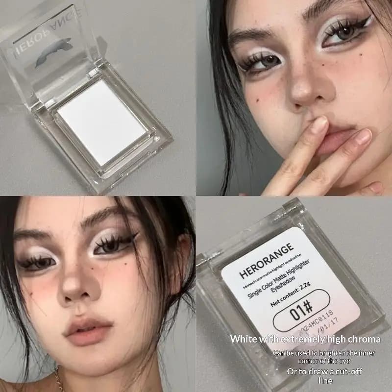 【Pace】HERORANGE Palette di ombretti monocromatici opachi Evidenziatore a luce naturale in polvere per il contorno delicato degli occhi Illumina