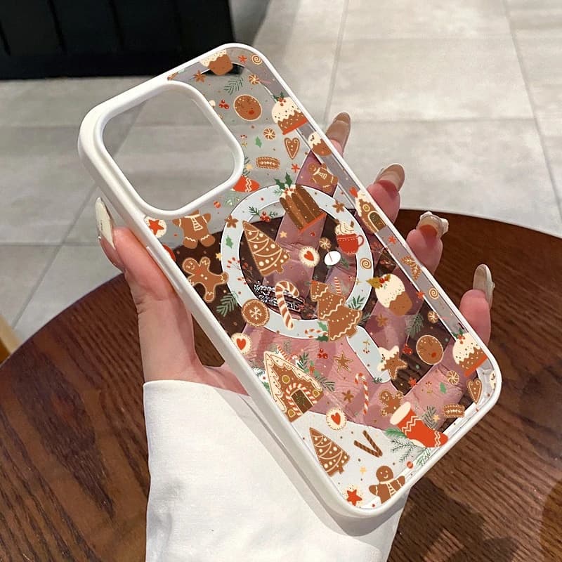 This case is suitable for iPhone 17 to 11 Pro Max Plus and it is designed with a festive Christmas gingerbread pattern