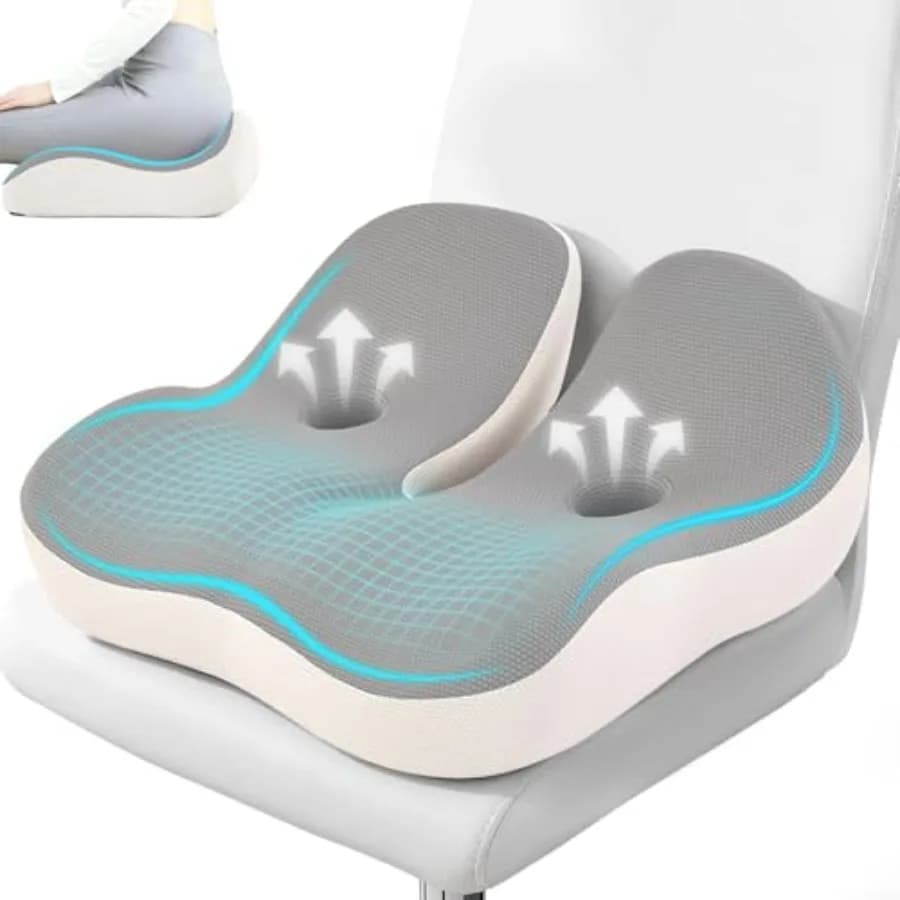 Cuscino per Sedia da Ufficio in Memory Foam, Design Ergonomico per Alleviare il Dolore Sciatico e da Seduta Prolungata, Adatto per Scrivanie, Auto e Mare