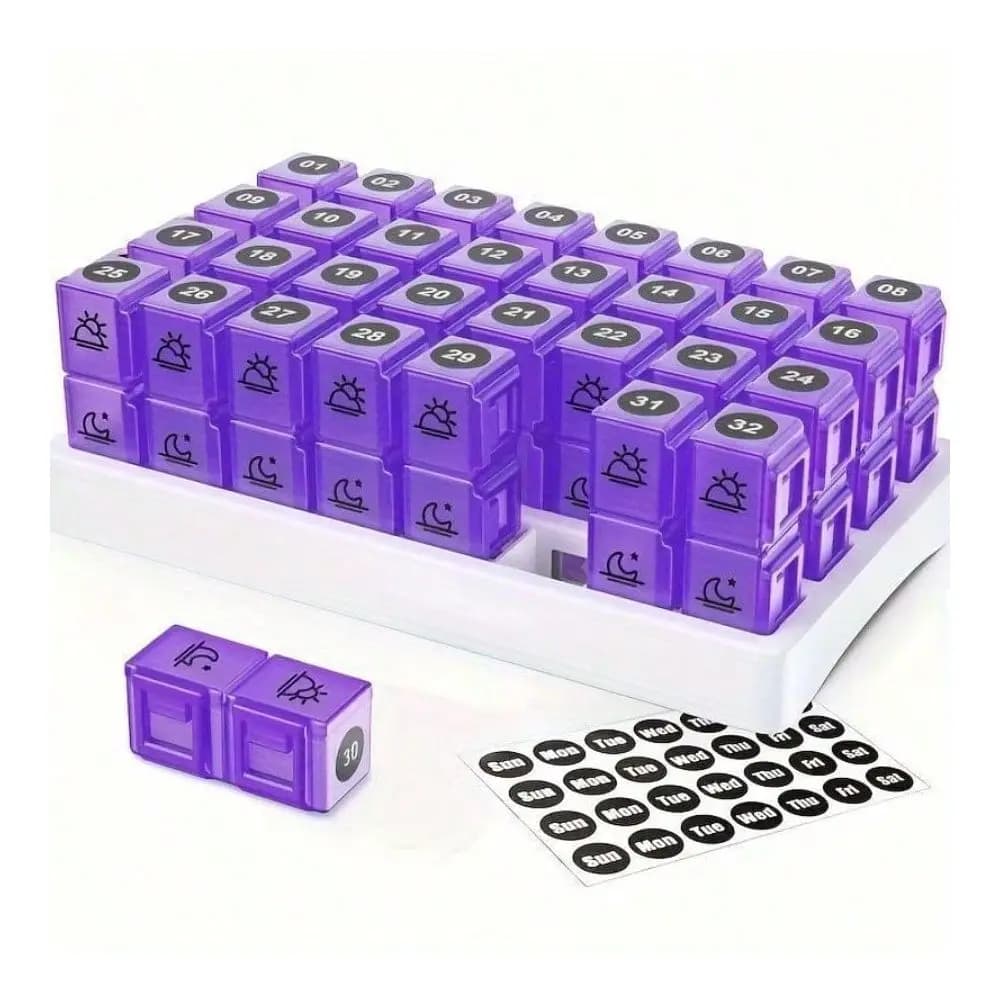 Pill Organizer Storage, 1 Set 2 Times A Day Pill Box, Pill Organizer With Stickers, AM PM Design, Holds Vitamins And Supplement
