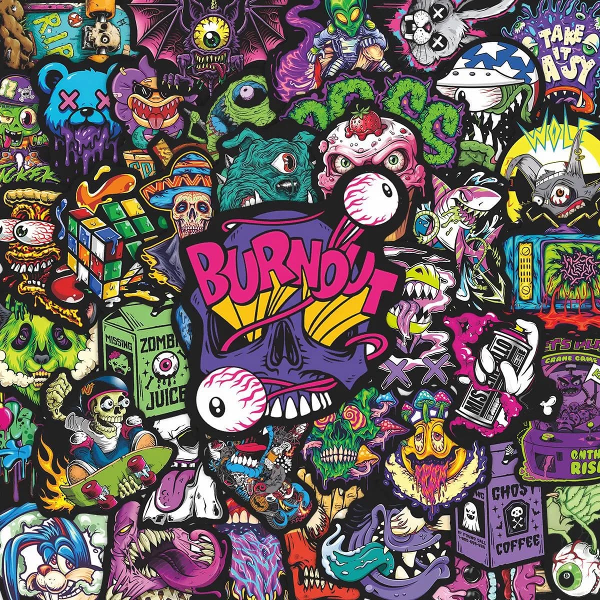 55 Pezzi Adesivi Colorati a Forma di Teschio, Adesivi Emoji Thriller, Decorazioni Graffiti, Adesivi Impermeabili per Notebook e Bagagli