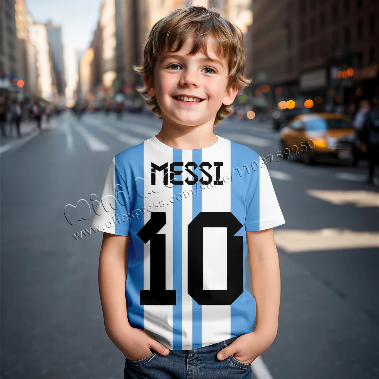 Stampa 3D Messi Calcio per 2-14 anni Estate 2024 Abbigliamento per bambini T-shirt fresche per bambini Stich Ragazzi Abbigliamento per bambini