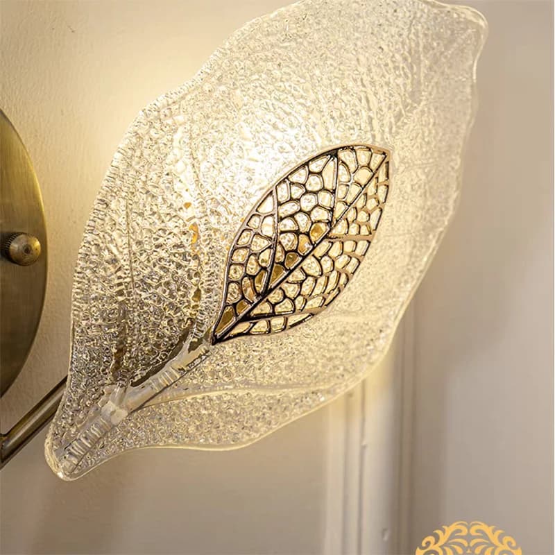 Lampada da Parete in Vetro a Foglia, Stile Lusso Casual Francese, per Soggiorno, Camera da Letto, Comodino, Corridoio, Balcone, per Creare Atmosfera