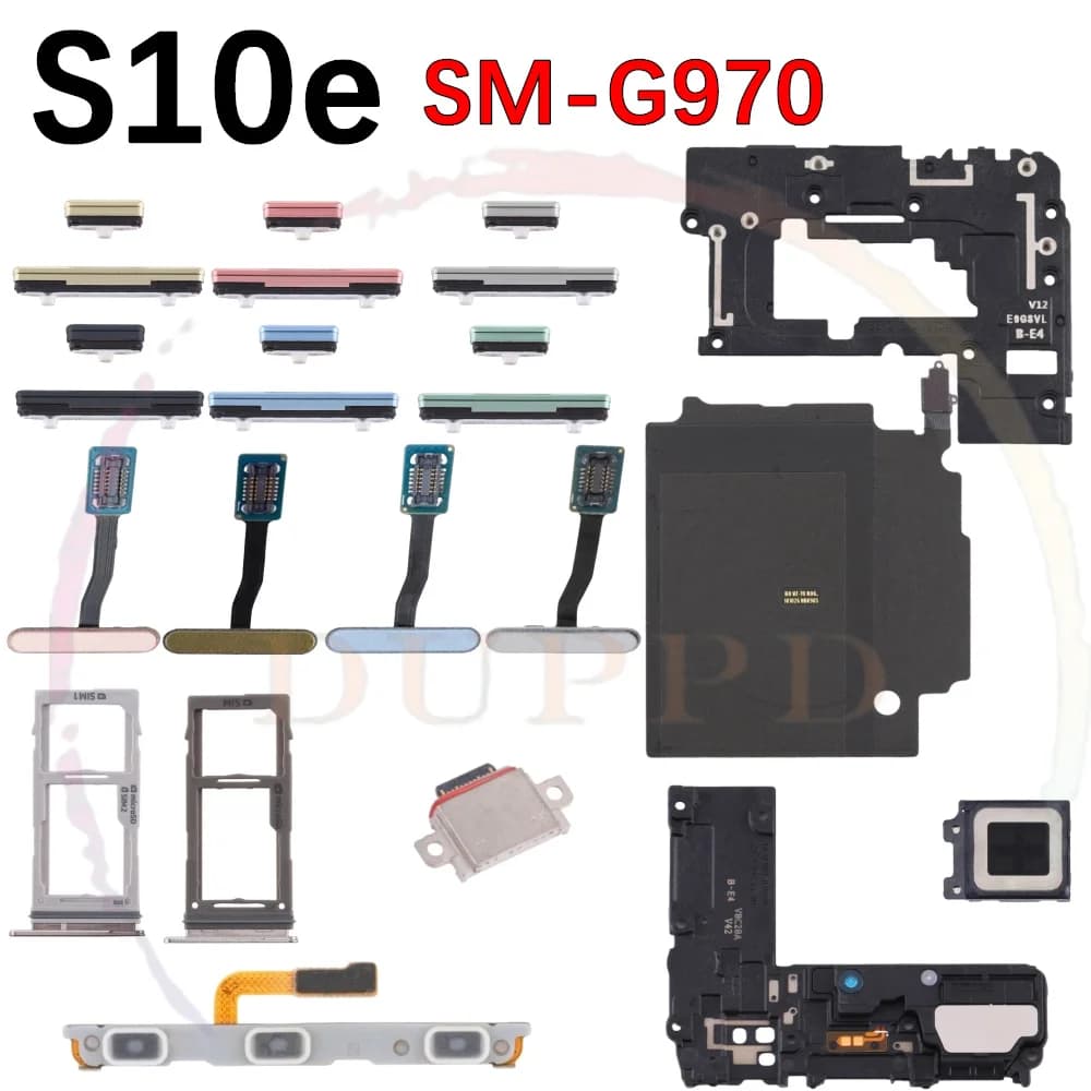 Porta USB NFC altoparlante auricolare sensore di impronte digitali pulsante del Volume di alimentazione cavo flessibile per Samsung S10e G970 vassoio per schede SIM