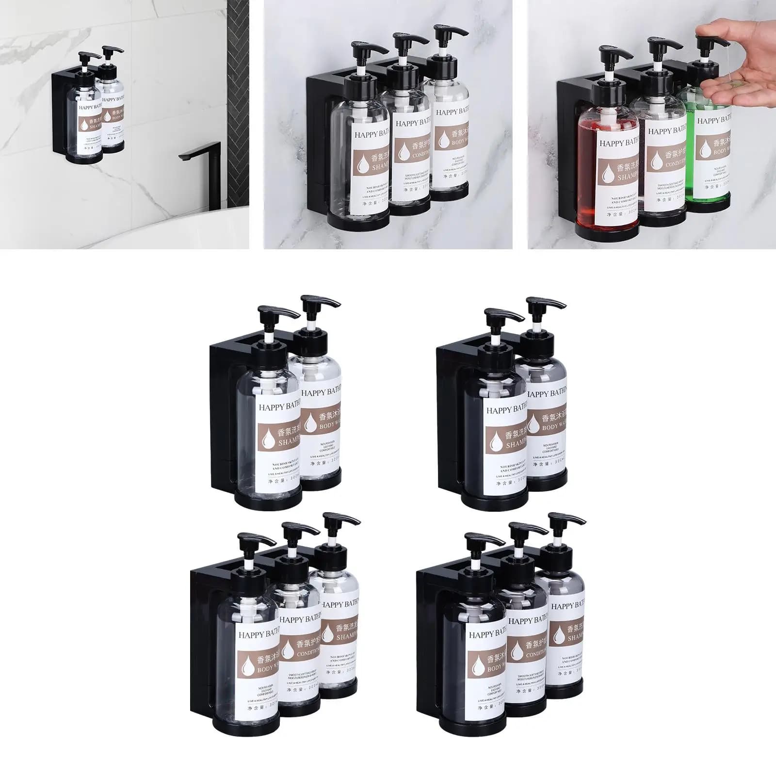 Dispenser per doccia manuale, antiscivolo, portatile, facile da pulire, dispenser per shampoo, pompa ricaricabile, contenitori per attrezzature