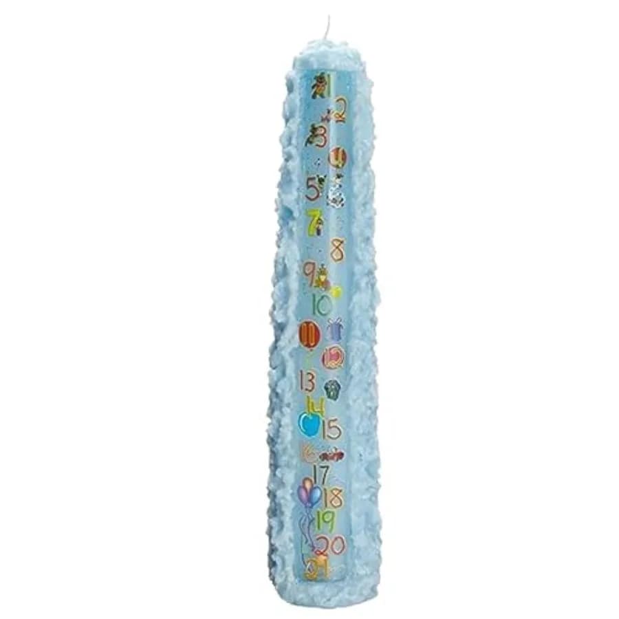 Candela a Colonna Numerata per Compleanno da 1 a 21, Blu Baby, Rotonda da 15 Pollici, Cera di Paraffina Inodore, Durata di Bruciatura 30-40 Ore, Senza Gocciolamento