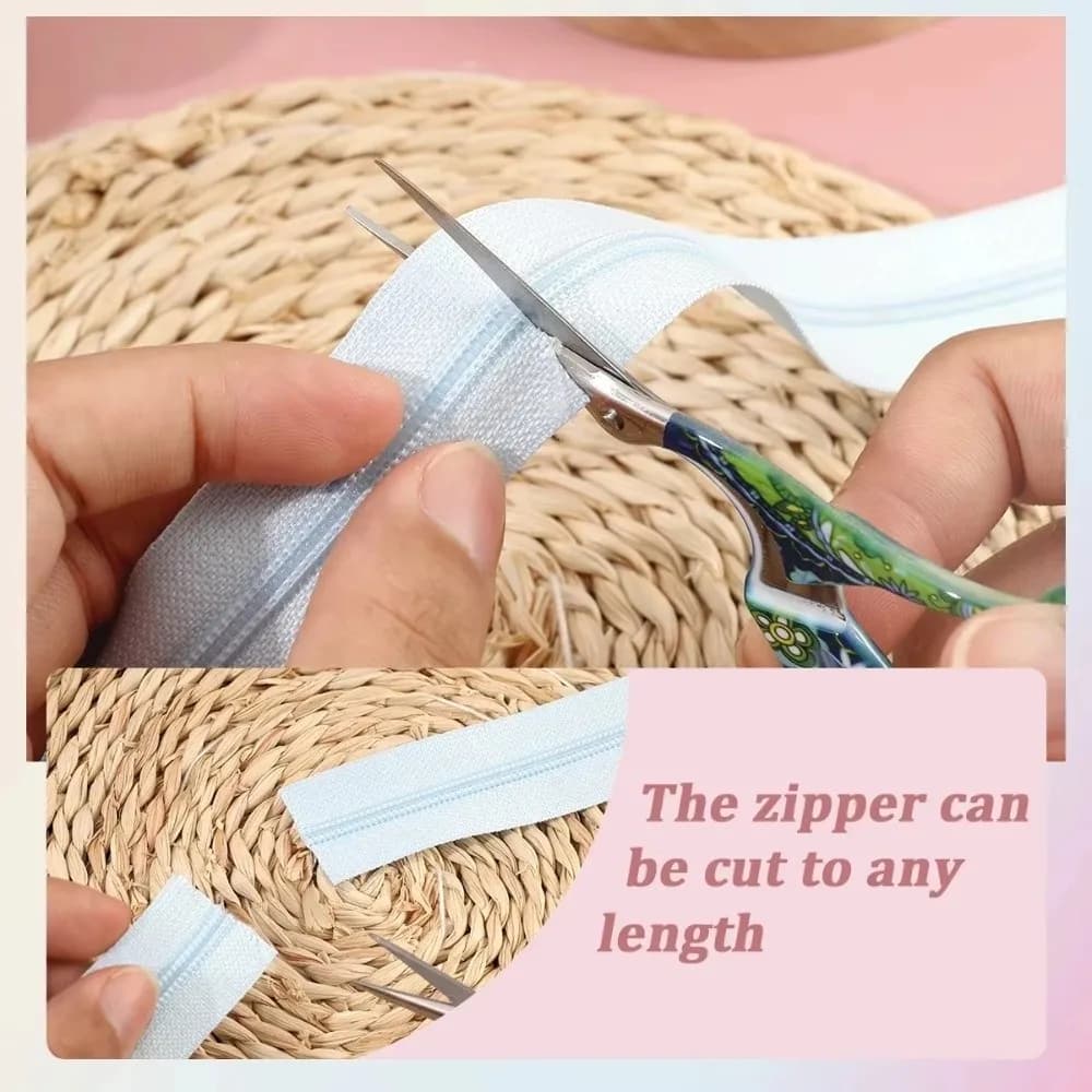 No.3 Nylon Zipper Zips Repair Kit 2M Zipper with 5 Zipper Puller Repair Slider Closure Zip DIY Craft Replacement Zipper