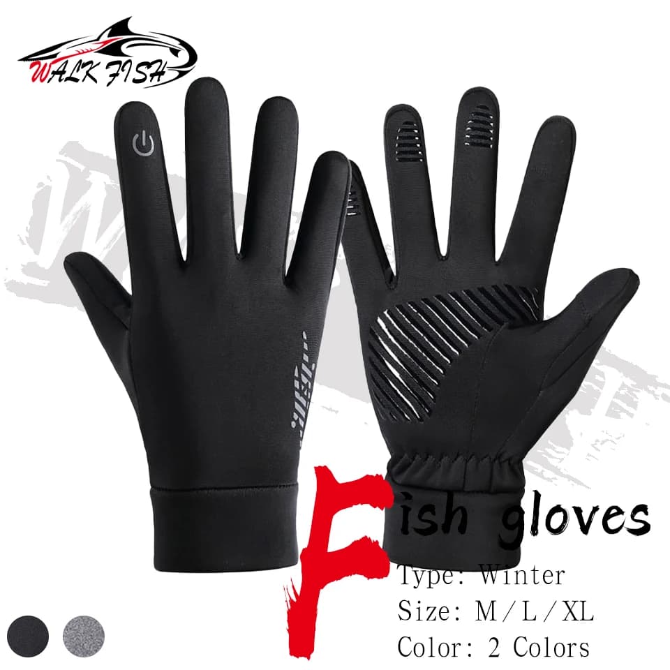 WALK FISH Fishing Gloves Men Woman Warmth Unisex Hiking Driving Cycling Touch Screen Anti-slip Outdoor Sports Skiing Climbing