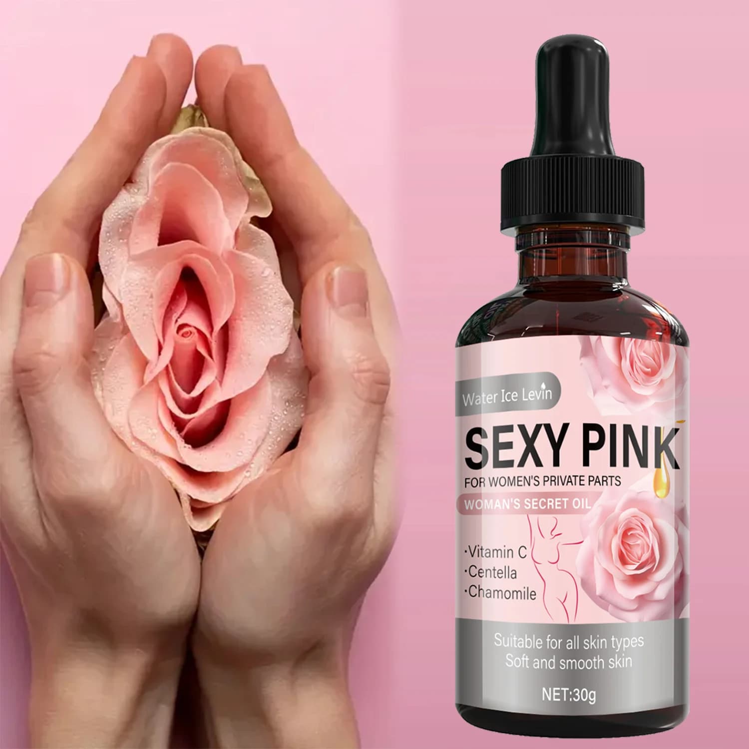Intimo Rose secret oil Vitamin C and Chamomile. Softens, smoothes, revitalizes the skin. For female care. All skin types. 30 g network