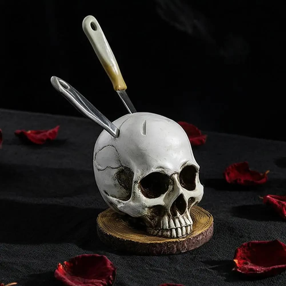Skull Knife Holder Personalized Storage Resin Skeleton Knife Rack for Kitchen Cutlery Display Organizer