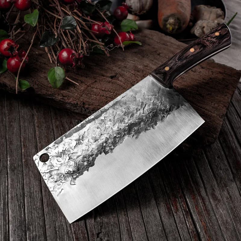 Coltello da cucina forgiato fatto a mano Coltello da chef cinese Chopper per ossa ad alto tenore di carbonio Mannaia da macellaio tradizionale Coltello per affettare Strumento di cottura