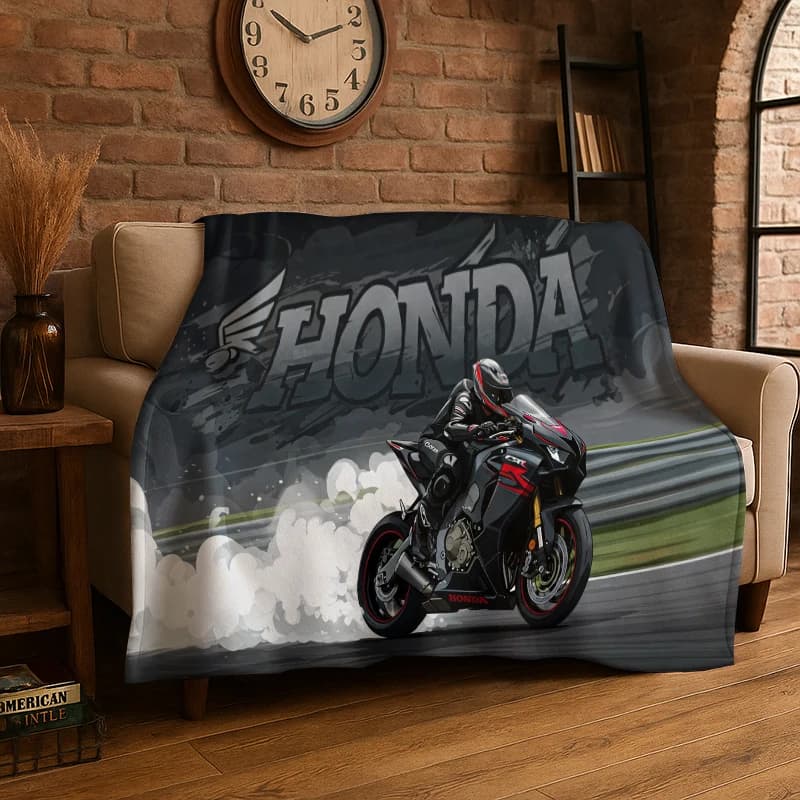 Coperta in flanella H-Honda HRC Racing Car Moto Sign, morbida e calda, per camera da letto, soggiorno, letto, viaggi, campeggio, picnic, bambini