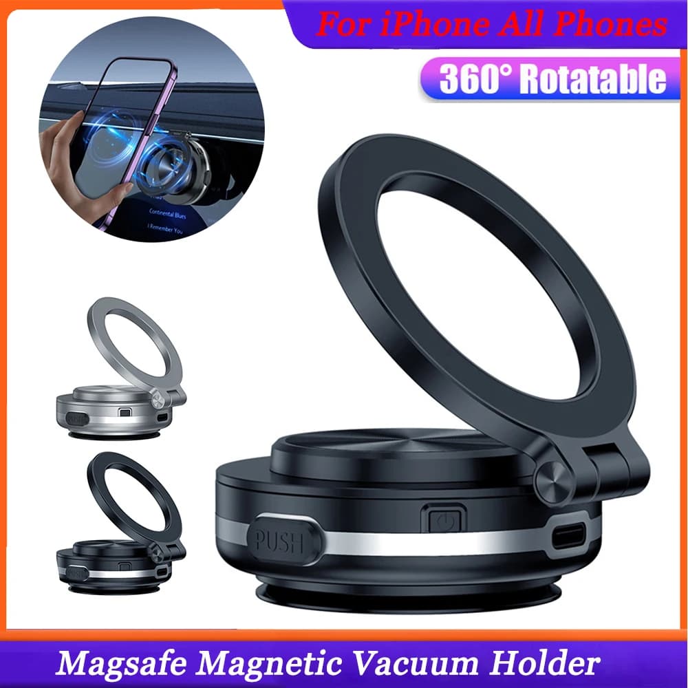 Supporto magnetico per telefono per auto Supporto per ventosa elettrica per vuoto Rotazione di 360 gradi Forte presa Forte supporto magnetico per telefono per auto
