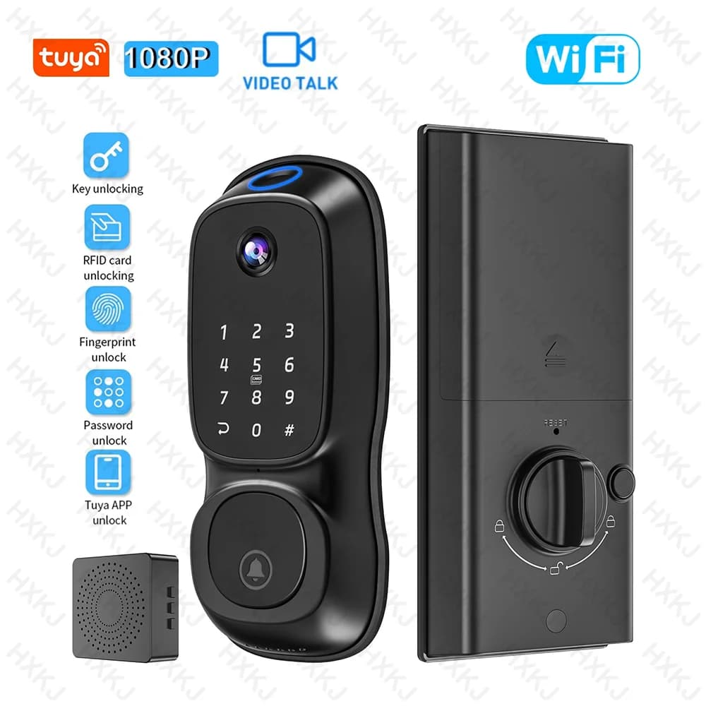 Serratura Intelligente WiFi Tuya ‎ Serratura Intelligente Multifunzione 5-in-1 con Telecamera e Campanello, Controllo Digitale Elettronico tramite App