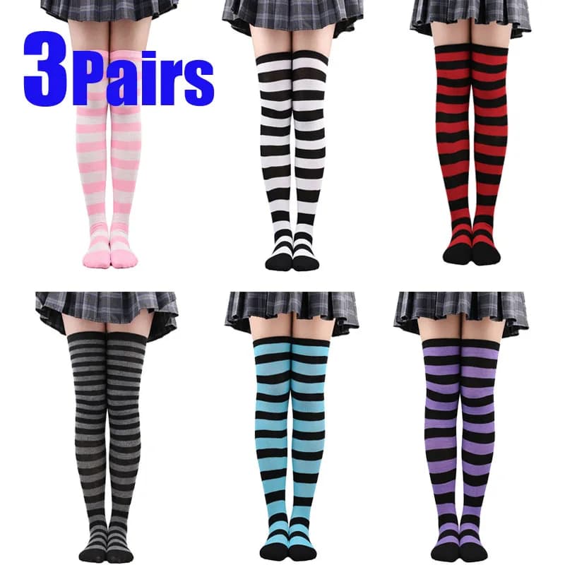 Calze a righe colorate Calzini sopra il ginocchio giapponesi Moda donna Mantieni caldi Soks Calzini lunghi sottili sexy Calze JK Cosplay Lolita Y2k