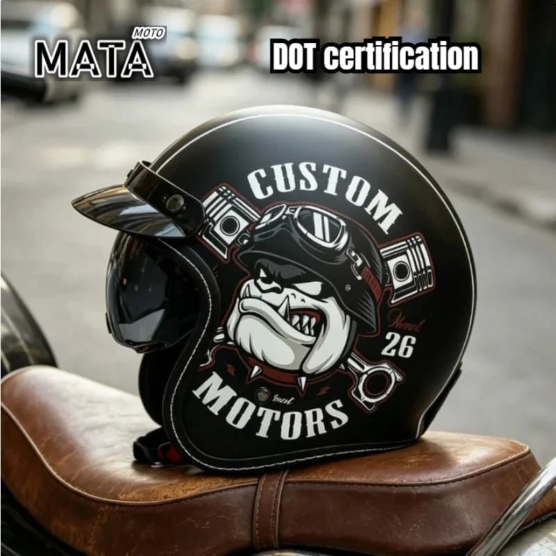 Retro Semi-open Motorcycle Helmet Cross-country Motorcycle Accessories Motorcycle Helmet 3/4 Retro Helmet in Winter Casco