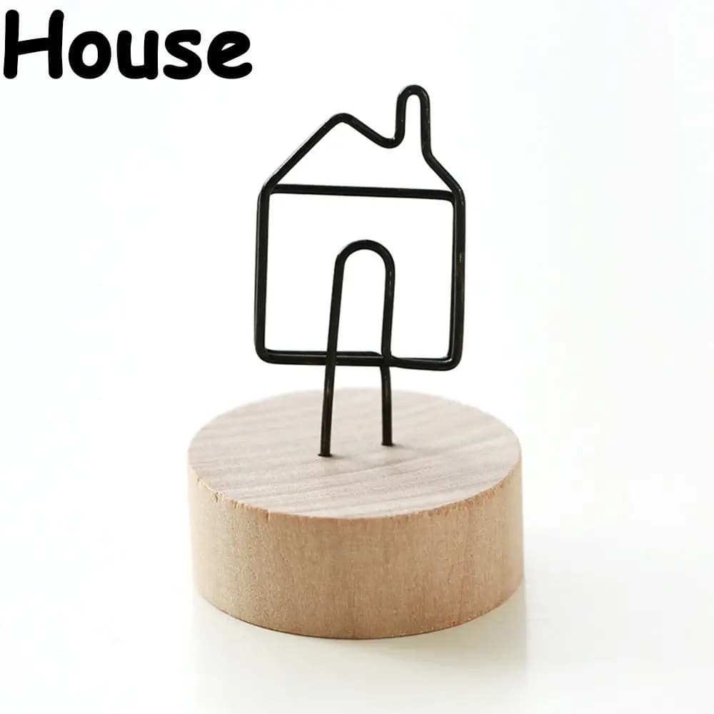 1 PC DIY Home Decoration Memo Card Picture Clip Photo Frame Message Left Supporter Round Wooden Holder