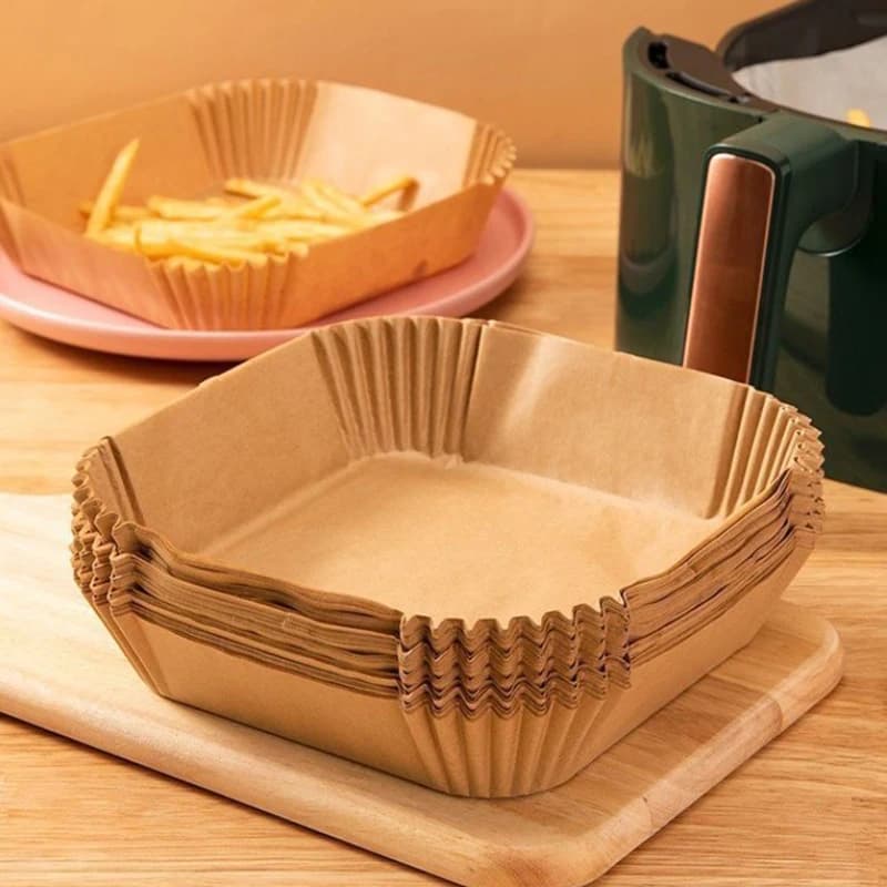 【New】50/25pcs Kitchens Accessories Air Fryer Paper Kitchen Utensils Disposable Square Round Pastry Molds BBQ Plate Non-stick Pad
