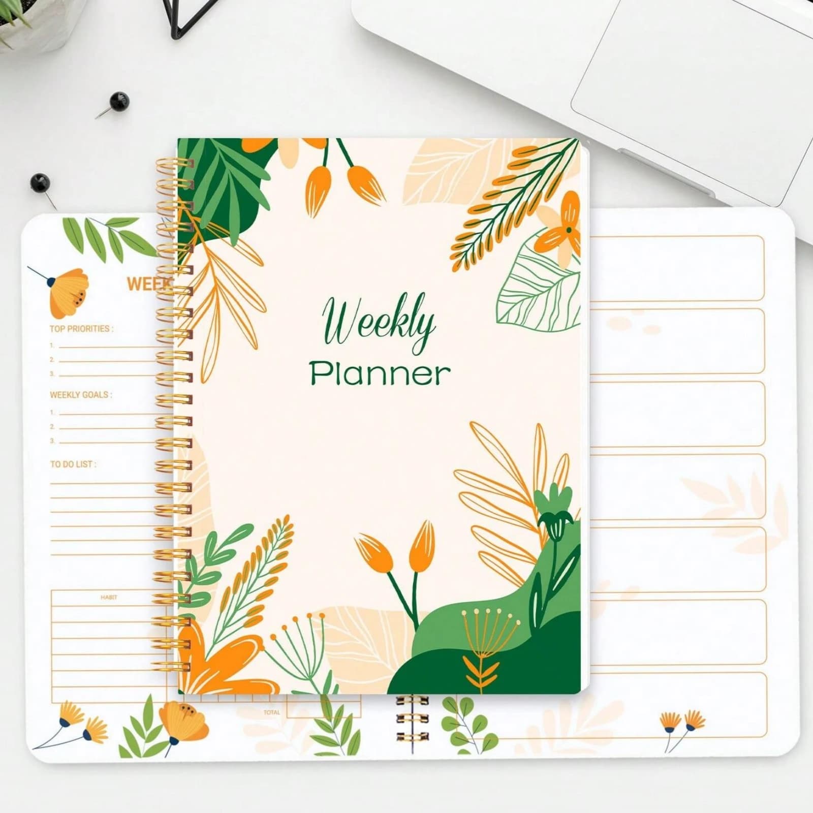 Agenda settimanale senza data da 1 pezzo Lista delle cose da fare Notebook Orari giornalieri Obiettivi a spirale Diario con abitudine Tracker 52 fogli