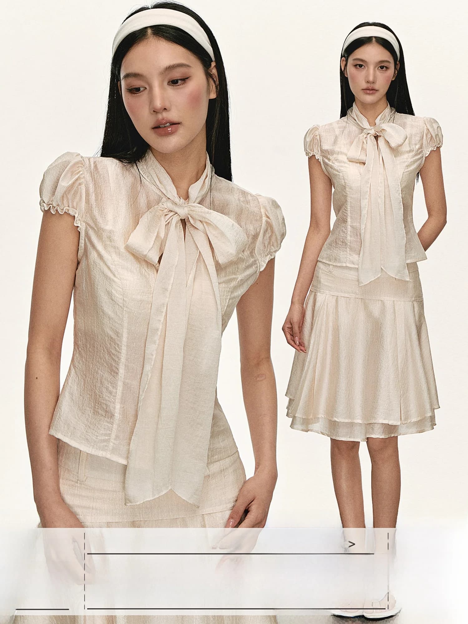 Summer New Style Women's Knot Short Sleeve T-Shirt Skirt Set Slim Fit Half Skirt Two-Piece Suit Commute Style Korea...