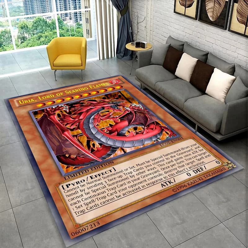 Tappeto Yu-Gi-Oh con Mostri dei Cartoni Animati per Camera da Letto, Soggiorno, Divano, Zerbino, Decorazione Casa, Tappeto Antiscivolo per Area Giochi Bambini, Regalo