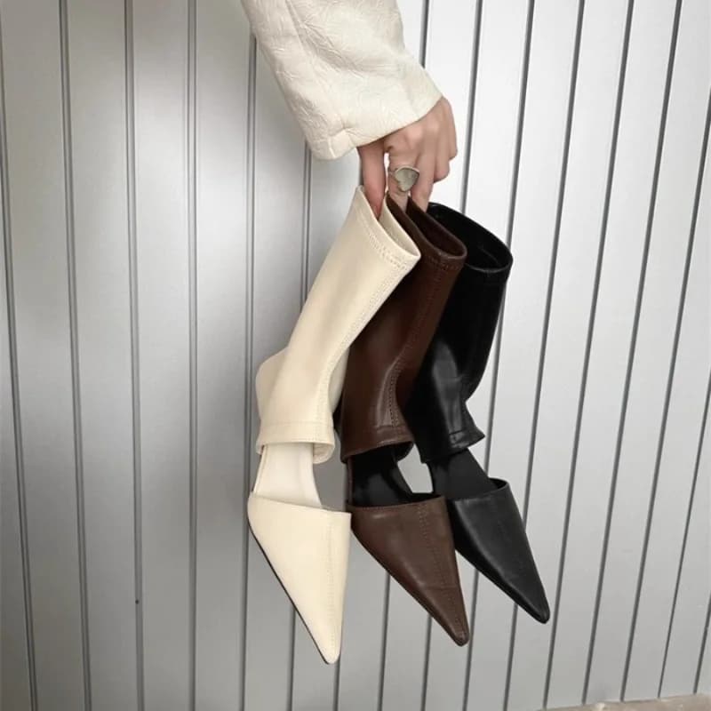 New chilled black toe boots Shoes with high heel Elastic women boots with sleeves Elegant shoes Mujer Fashion stiletto shoes