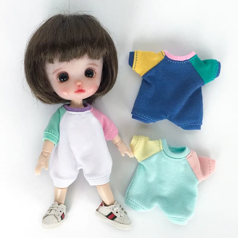 Nuovo Ob11 Bjd Doll Patchwork Color Clothes tuta bambola pigiama per nendoidi, Ob11,Obitsu 11,Molly,Gsc,1/12 bambola Bjd