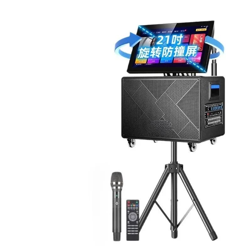 Family ktv set, audio power amplifier and video Karaoke karaoke all-in-one machine, square dance speaker with display screen.
