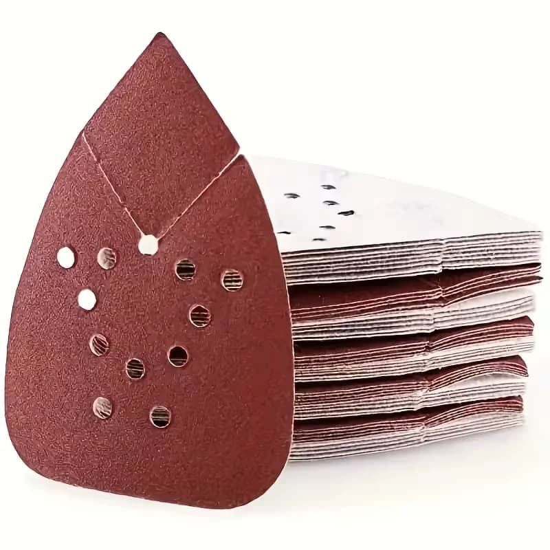 12 pezzi tamponi abrasivi per levigatrici per mouse 12 fori gancio ad anello triangolo palmo levigatrice fogli levigatrici Decker mouse levigatrici