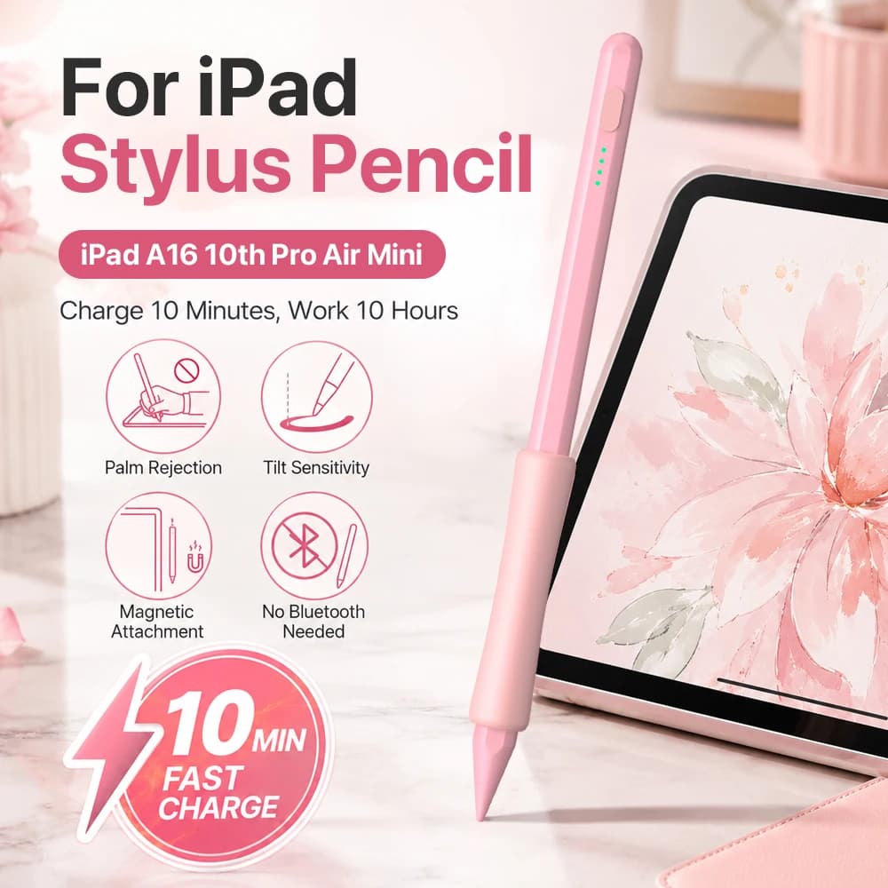 Stylus Pen For iPad 2018 to 2026 10th A16 Pro Air Mini Palm Rejection Tilt Sensitivity USB C Fast Charging Magnetic For Pencil