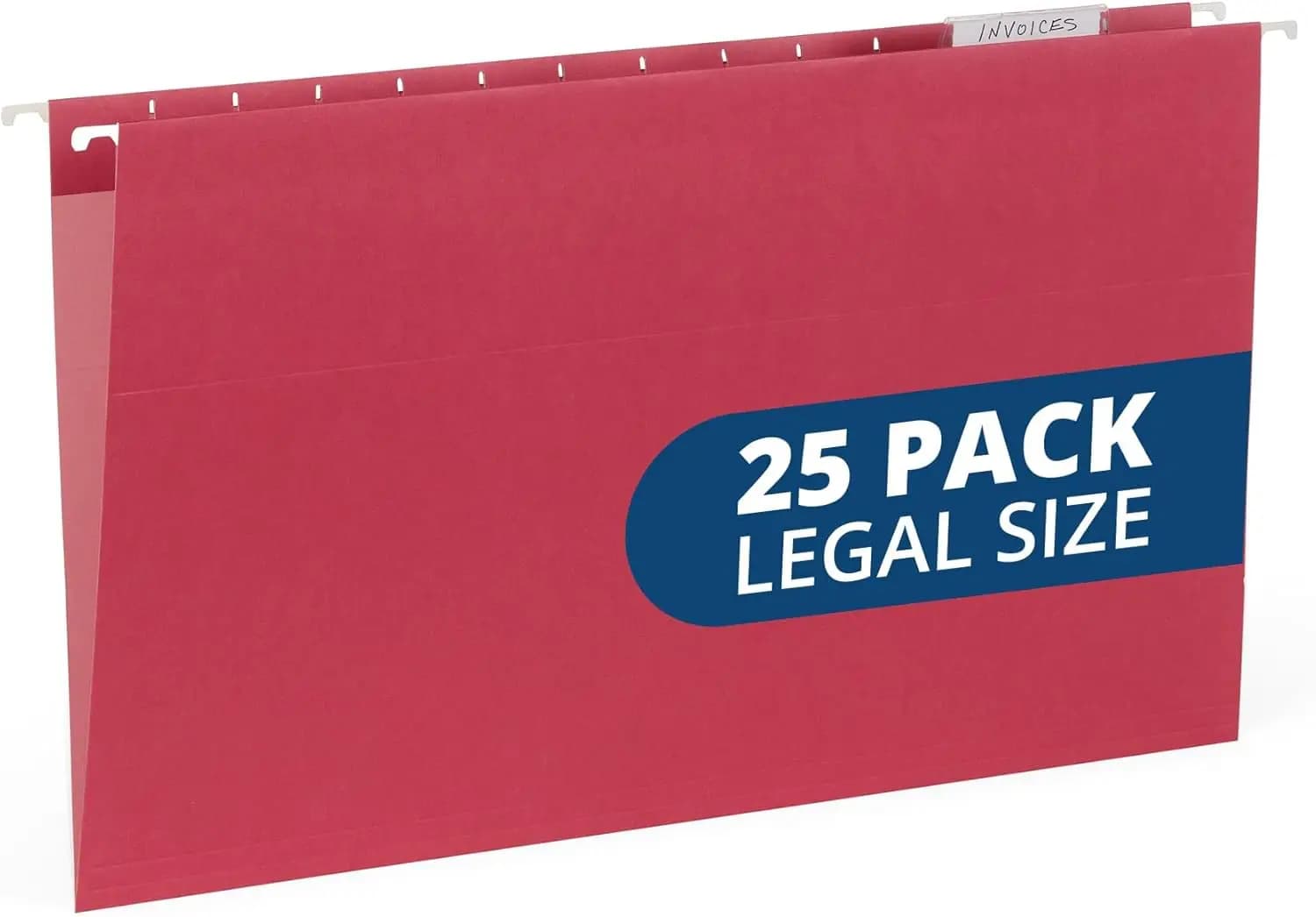 25 Cartelle Portadocumenti Formato Legale - Cartelle Rosse con Linguette in Plastica e Inserti, Carta 11pt, Confezione da 25