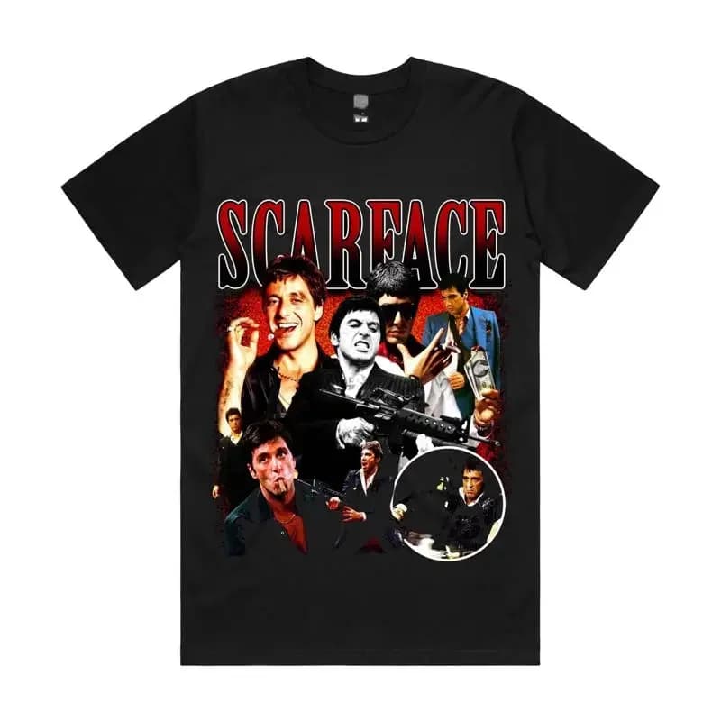 Maglietta Scarface, abbigliamento da golf, t-shirt, abbigliamento da uomo firmato