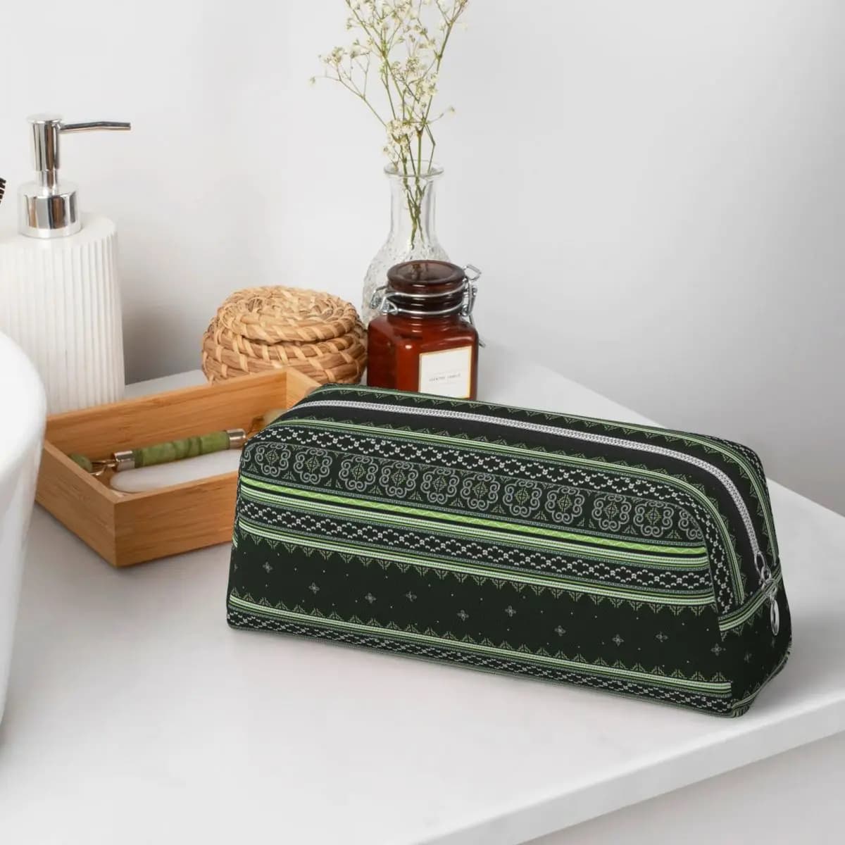 Green Hmong Winter Wonderland Pencil Cases for Student Gifts Pen Box Pencil Bag Pencil Pouch Pen Holder