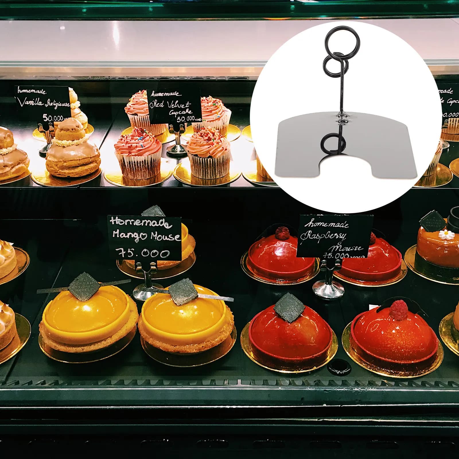 5 Pezzi Porta Prezzi in Metallo, Porta Segnaposto per Tavoli, Espositori per Etichette Alimentari, per Feste, Buffet, Panetterie