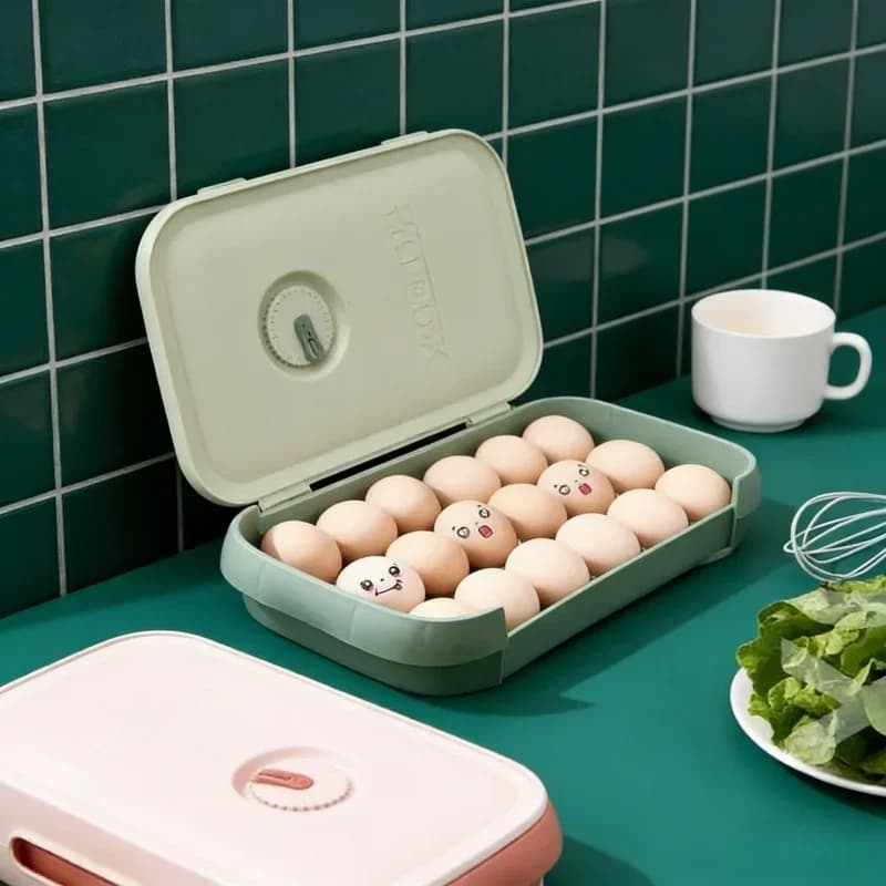 Stackable Automatic Rolling Egg Holder Drawer Refrigerator Egg Storage Box Space-Saving Kitchen Organizer Container Supplies