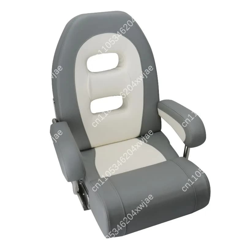 Sedile di Lusso per Imbarcazioni con Poggiapiedi Pieghevole, Braccioli Fissi in Pelle PU, Schienale Ergonomico Alto per Yacht