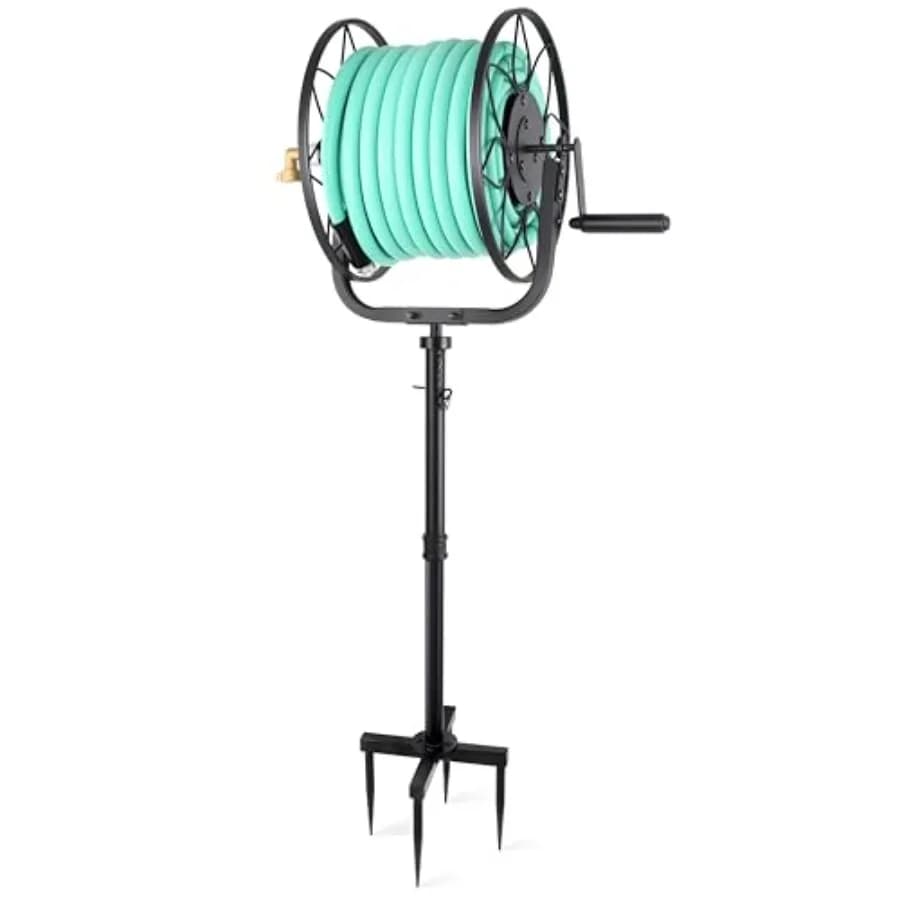 2025 heavy duty outdoor turntable water pipe holder, for 100-foot tube, 5 8, with robust cross-base height adjustment