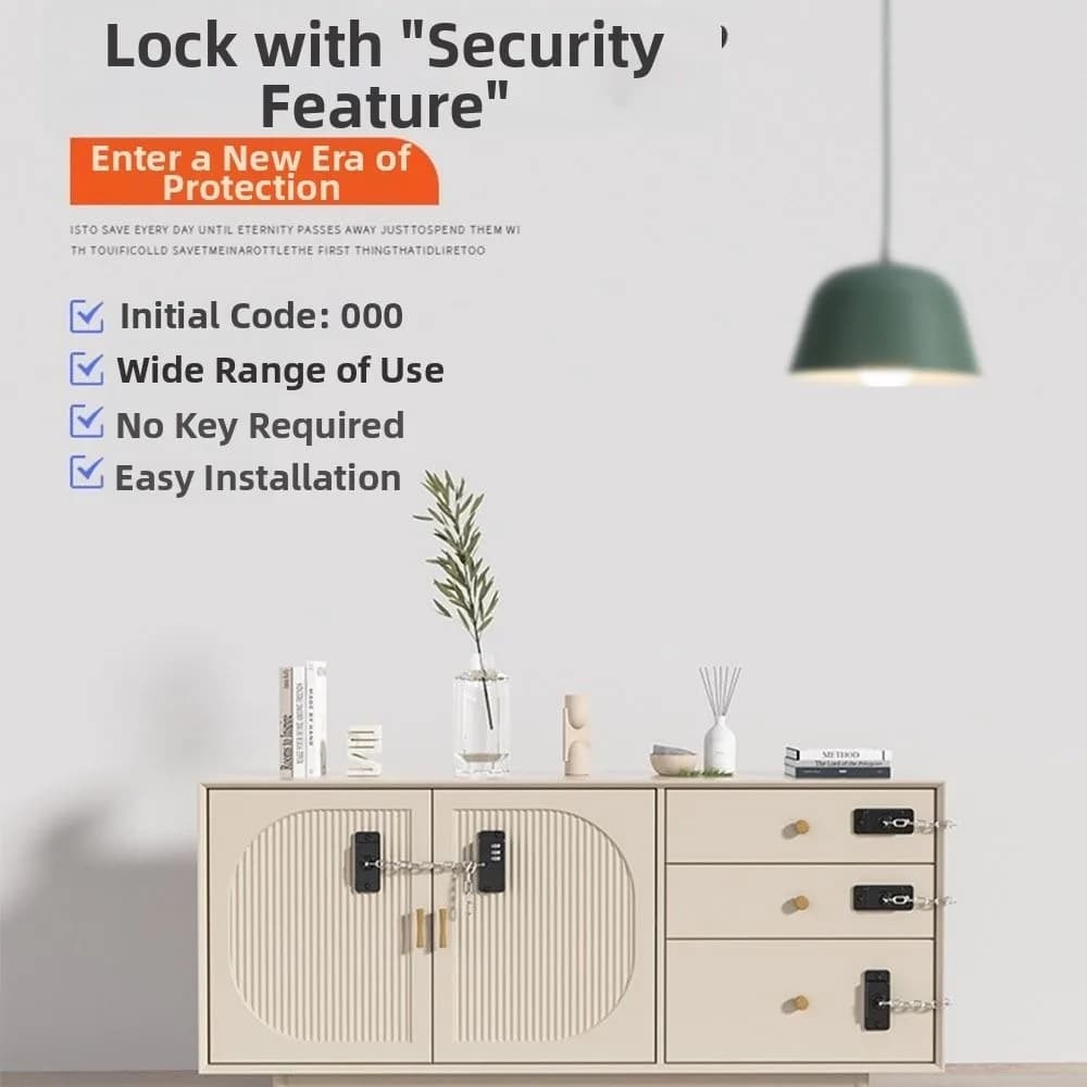 Combination Lock Chain Window Restrictor Lock Adjustable No Drilling Door Lock Anti-Open Adjustable Chain Strap