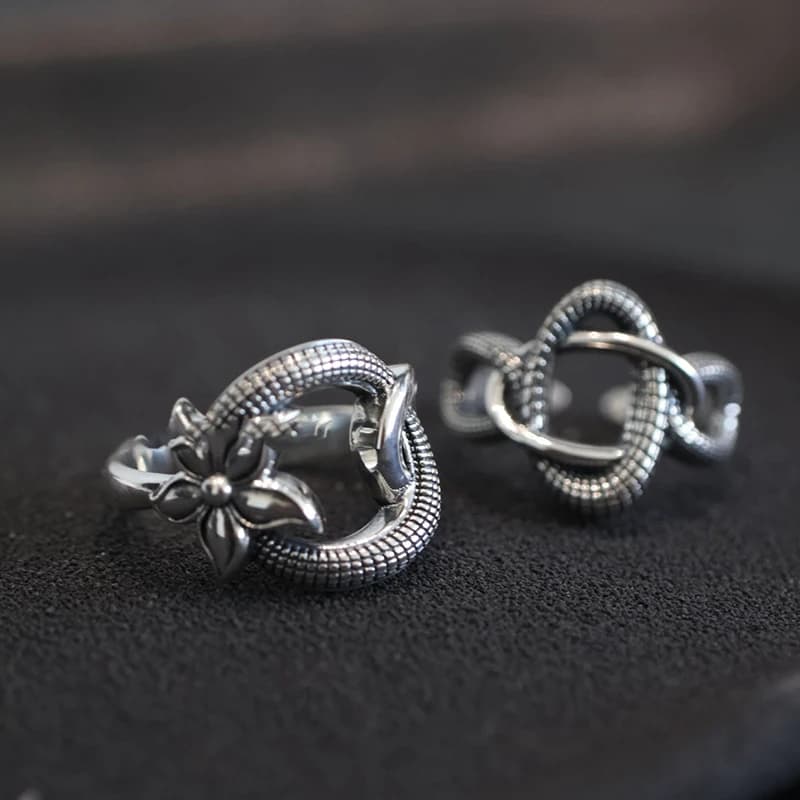 ENSHIR Geometry Flower Star Open Ring For Women Men Vintage Personality Fashion Punk Hip hop Jewelry Gifts Wholesale