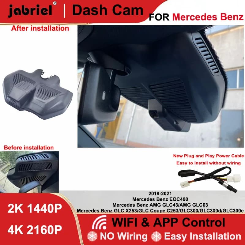 Jabriel 2K 4K Wifi Car DVR Dash Cam for Mercedes Benz GLC300 GLC300d GLC300e GLC x253 c253 AMG GLC43 GLC63 EQC400 2019 2020 2021